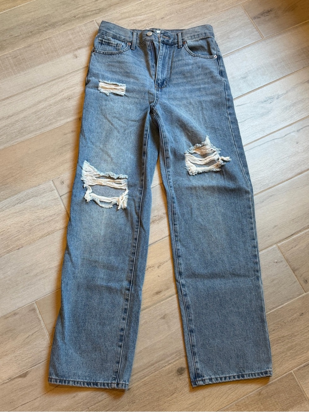 RSQ Women's Straight-Leg Distressed Jeans - Blue